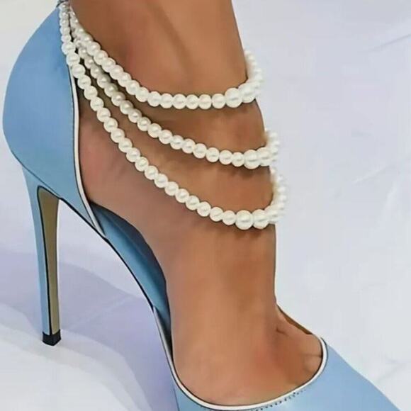 New Faux Pearl Triple Layer Claw Clasp beaded white anklet bracelet for bridal - Picture 2 of 7